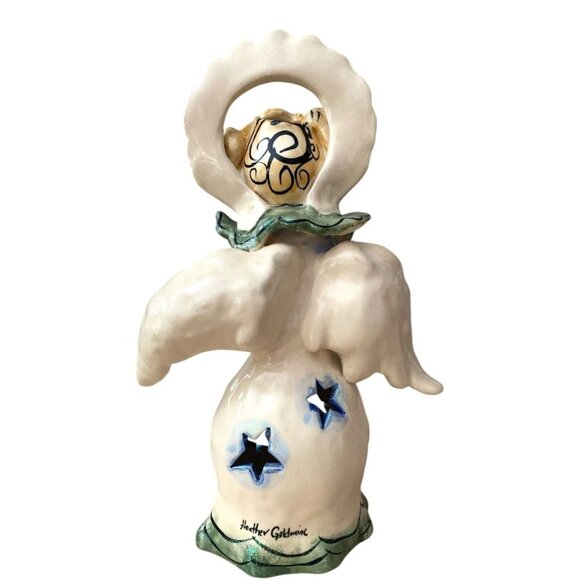 Blue Sky Heather Goldminc Angel Candle Tea Light Holder 2001 Holly Berry - Picture 3 of 7